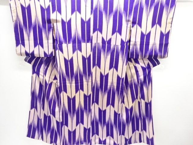 JAPANESE KIMONO / ANTIQUE KIMONO / SILK / KINSHA / ARROW FEATHERS KASURI PATTERN